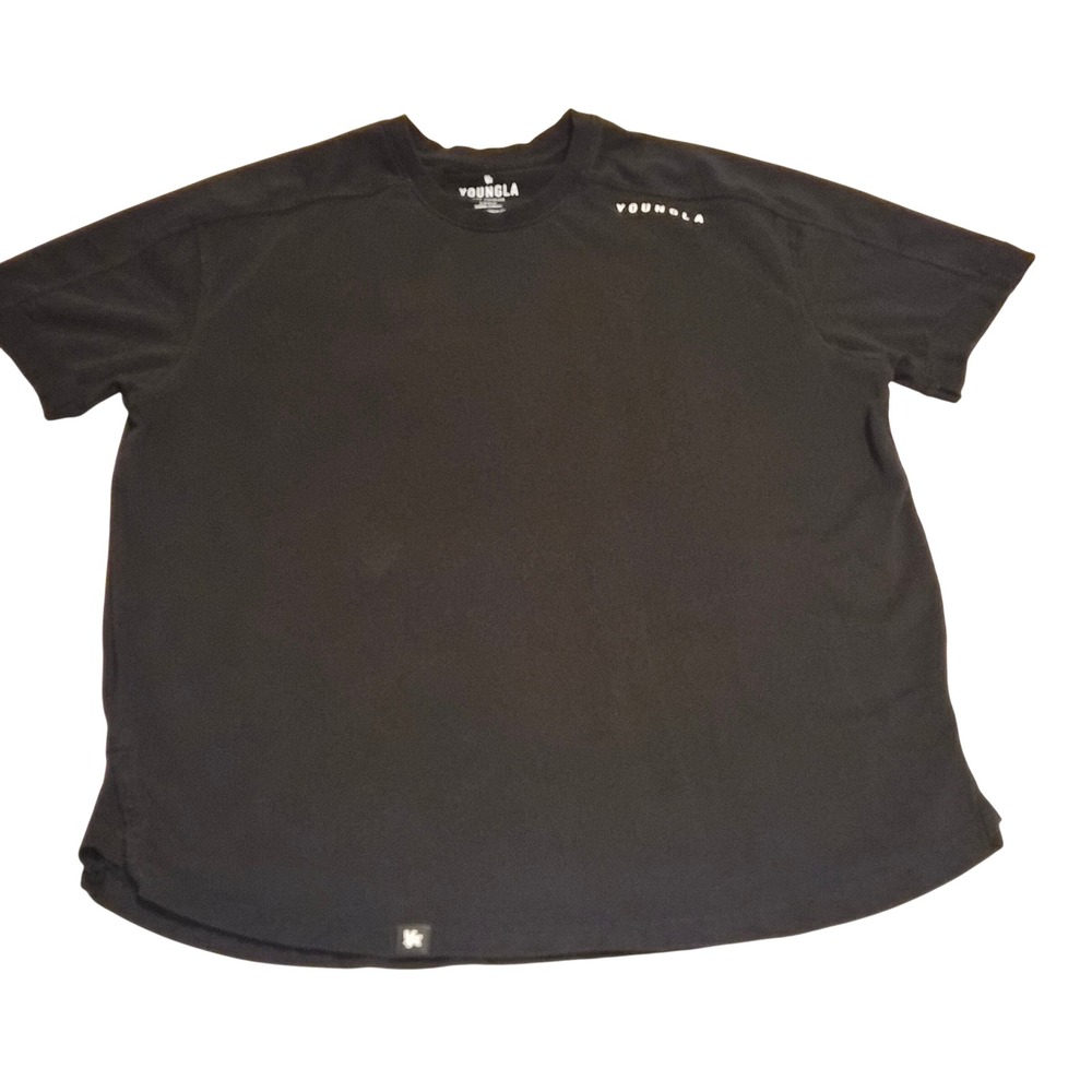 YoungLA 404 Curved Hem T-Shirt Black Size Large YLA2311 Gym Athleisure